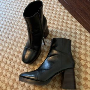 ASOS design faux leather mid-heel boots